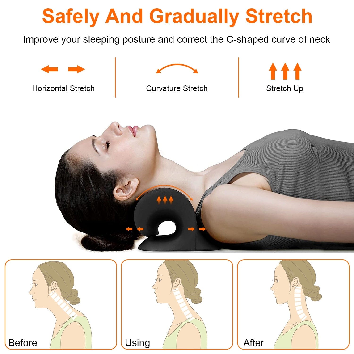 Ergonomic Heated Neck Stretcher Cervical Traction Therapy Pillow with Graphene Heating Pad Outlet Huge Surprise