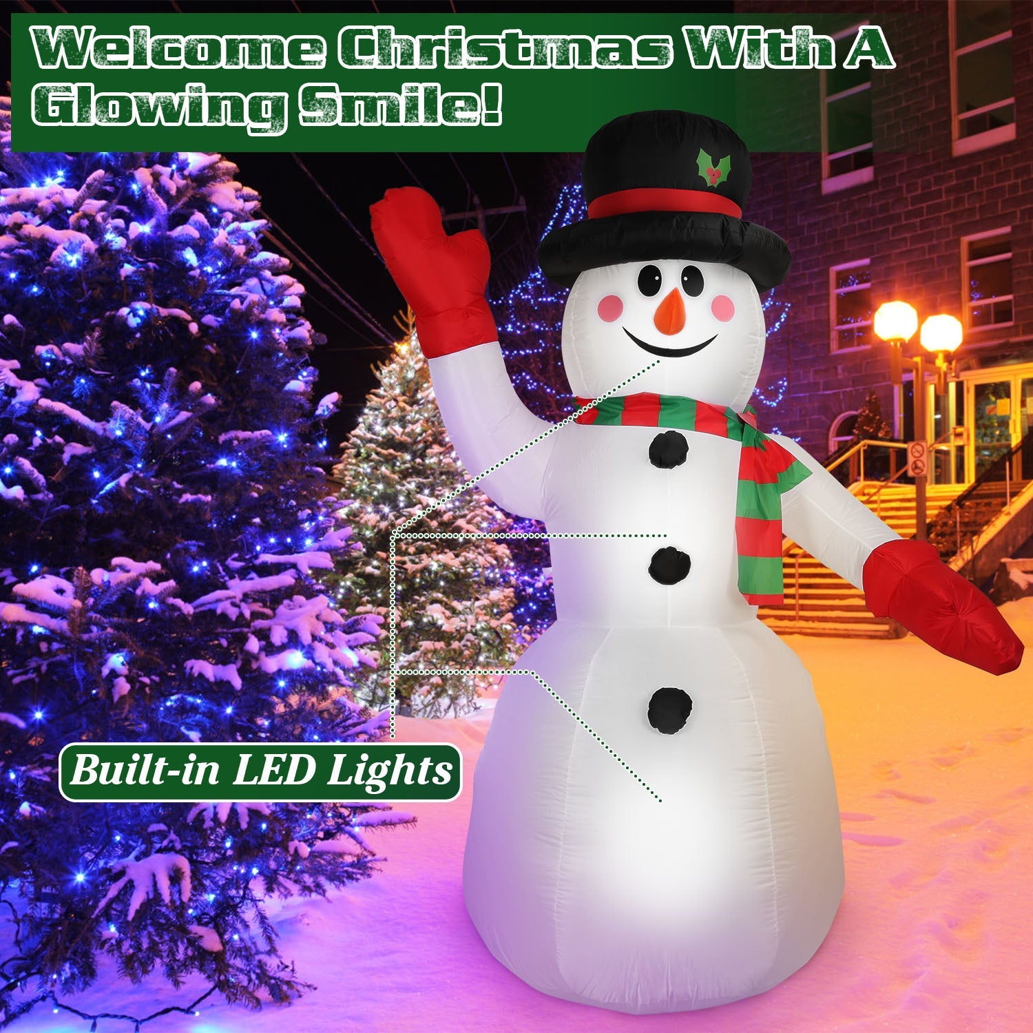 7.9ft Christmas Inflatable Giant Snowman Blow Up with LED Lights Hat Scarf Clearance Get Authentic