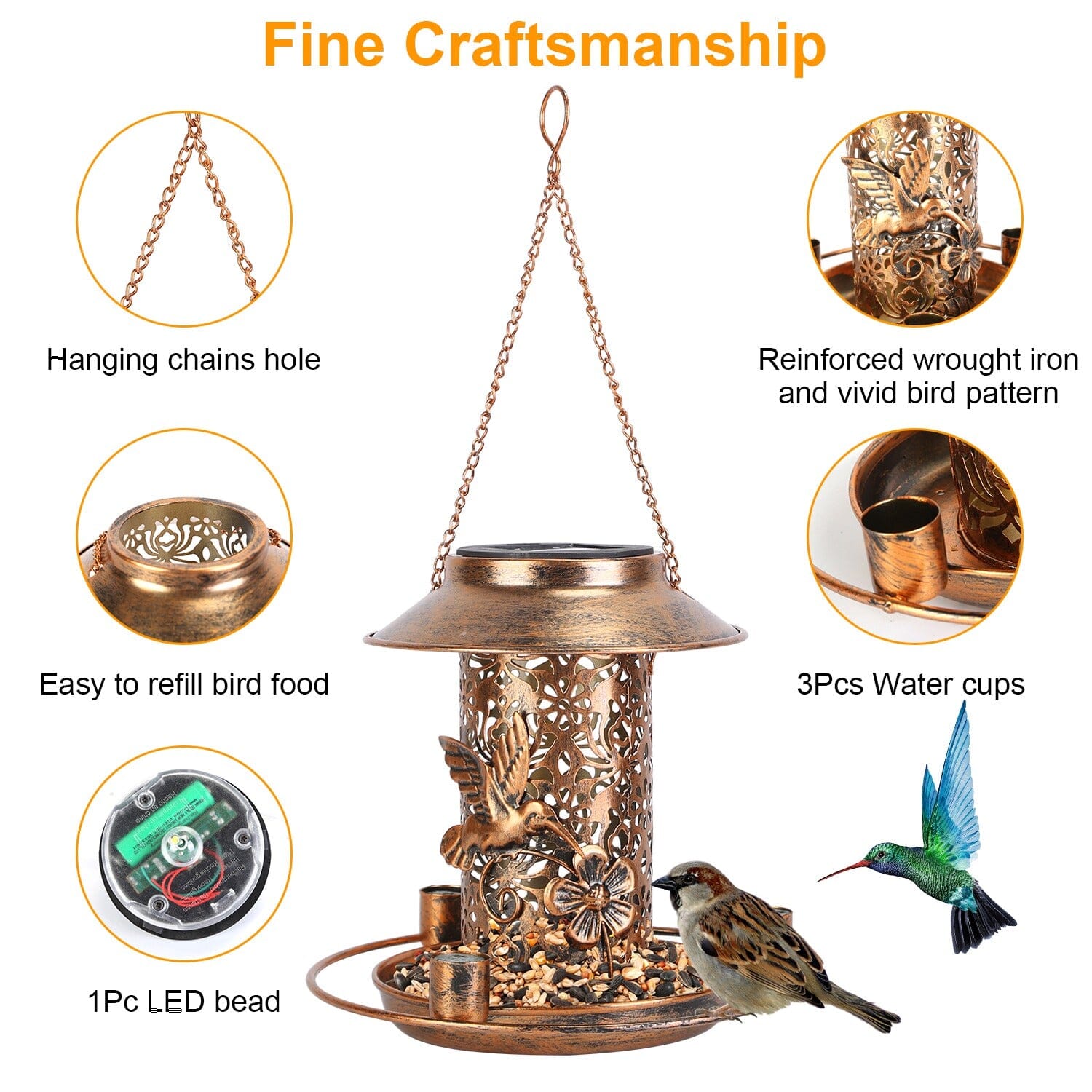 Solar Decorative Hanging Bird Feeder Lantern Brand New Unisex Cheap Online