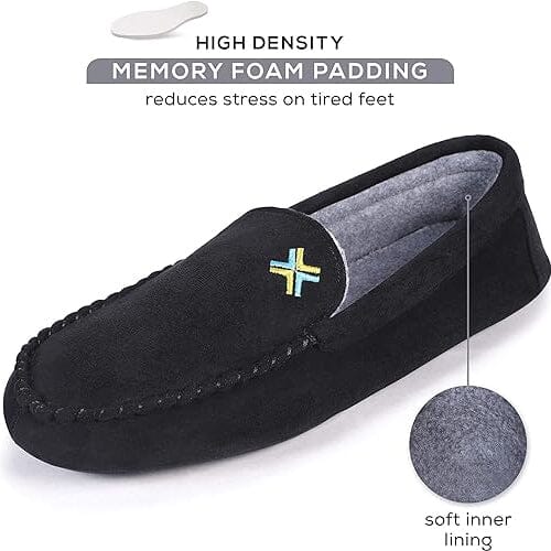 Roxoni Men Slippers, Suede Moccasin Slipper with Memory Foam Outlet Shop