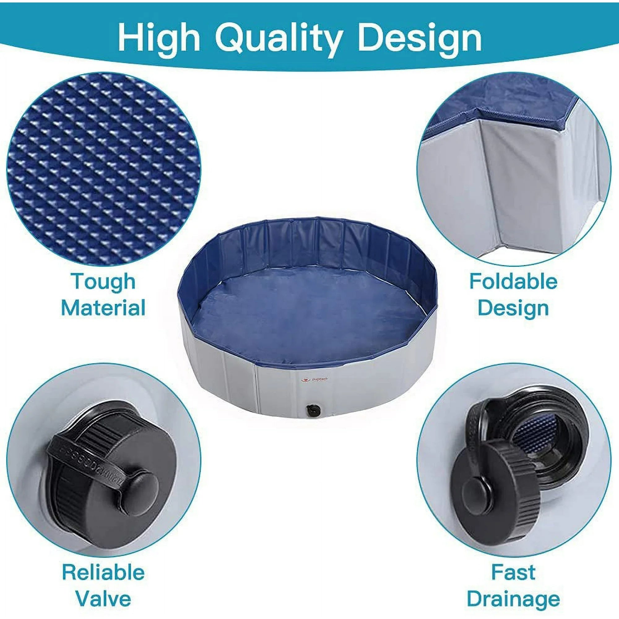 PUPTECK Foldable Dog Swimming Pool - Portable Pet Bathing Tub Leakproof (Gray) Manchester Cheap Pice