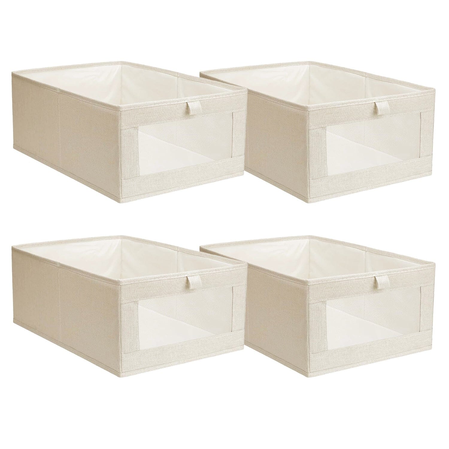 4-Pieces: Foldable Linen Clothing Storage Bin with Visible Clear Window High Quality For Sale