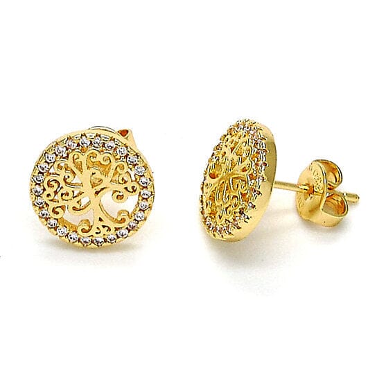 14k Gold Filled High Polish Finish Crystal Tree of Life Stud Earrings Sale Cheap Pice