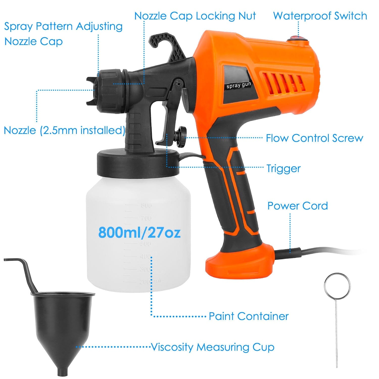 700W Electric Paint Sprayer Handheld with 3 Spray Patterns 800ml Cheap Sale