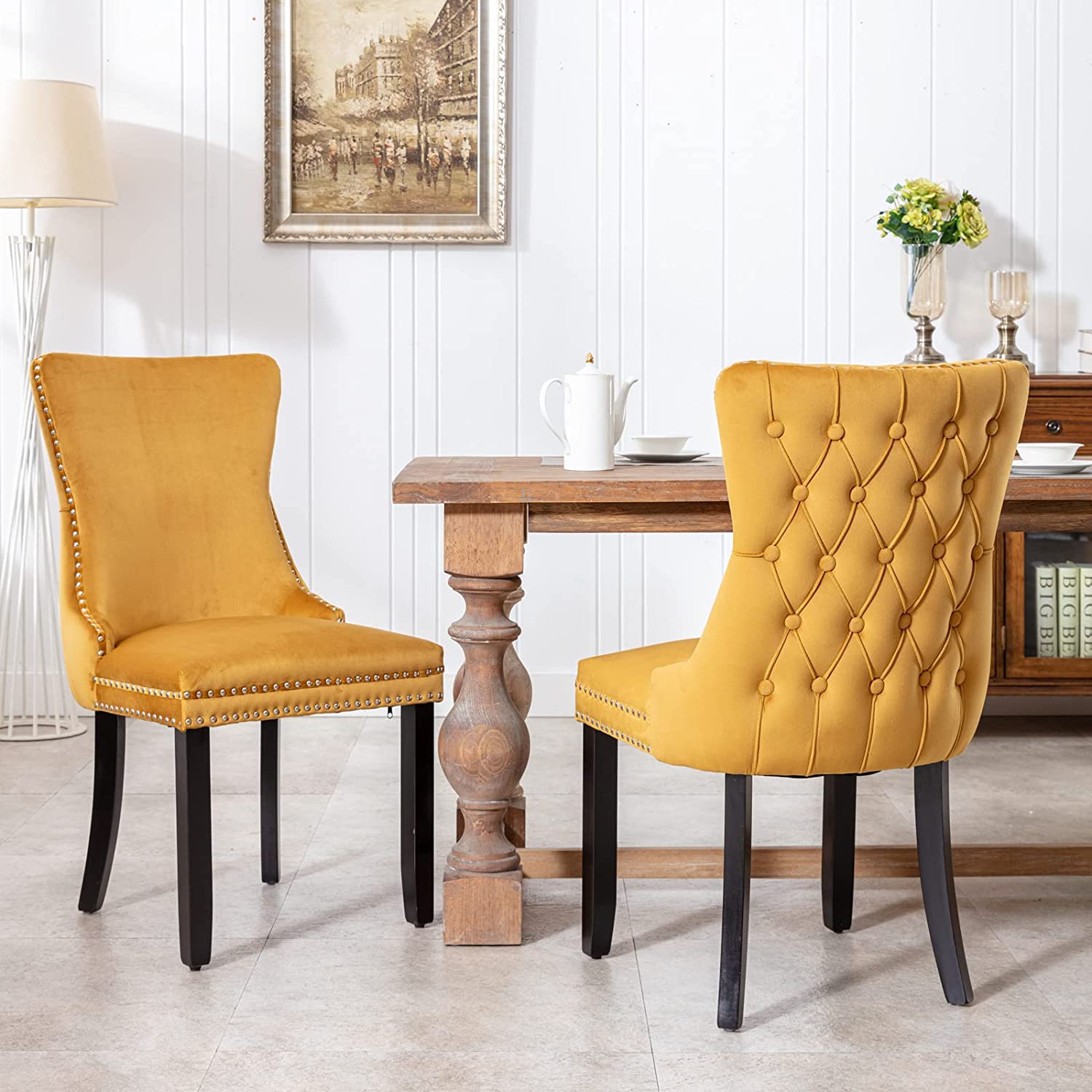 Set of 2: Upholstered Dining Chairs Cheap Sale View