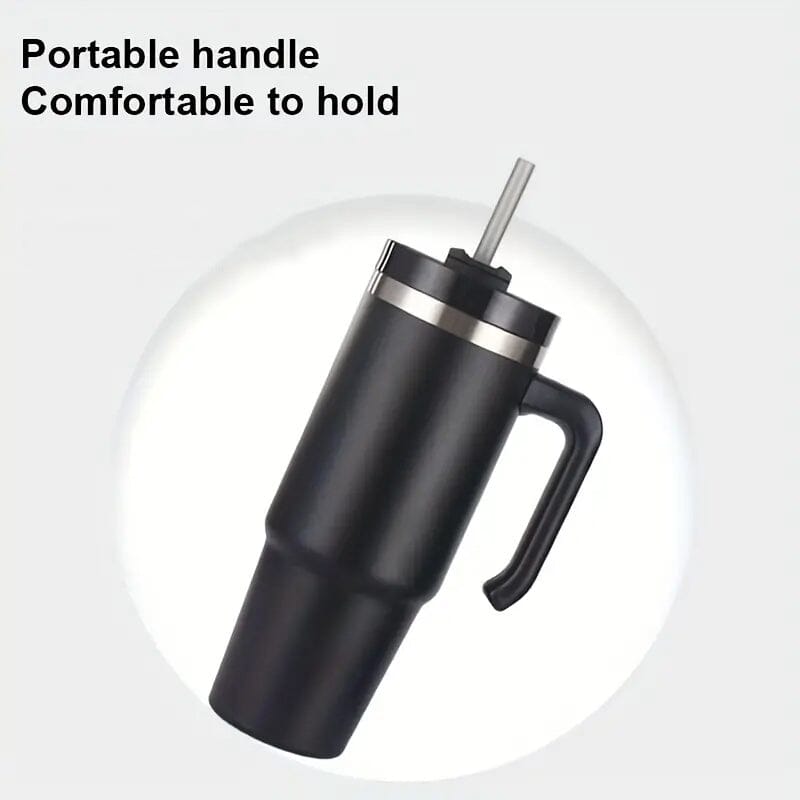 30.5 Oz 304 Stainless Steel Double Vacuum Portable Travel Cup with Handle and Straw Browse Cheap Online