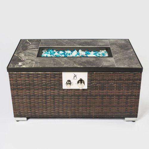 32 Outdoor Rattan Propane Gas Fire Table with Tile Tabletop Cost Cheap Online