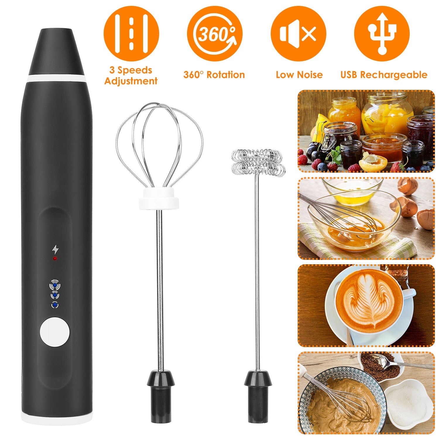 Electric Milk Frother with 2 Whisk Heads Sale Geniue Stockist