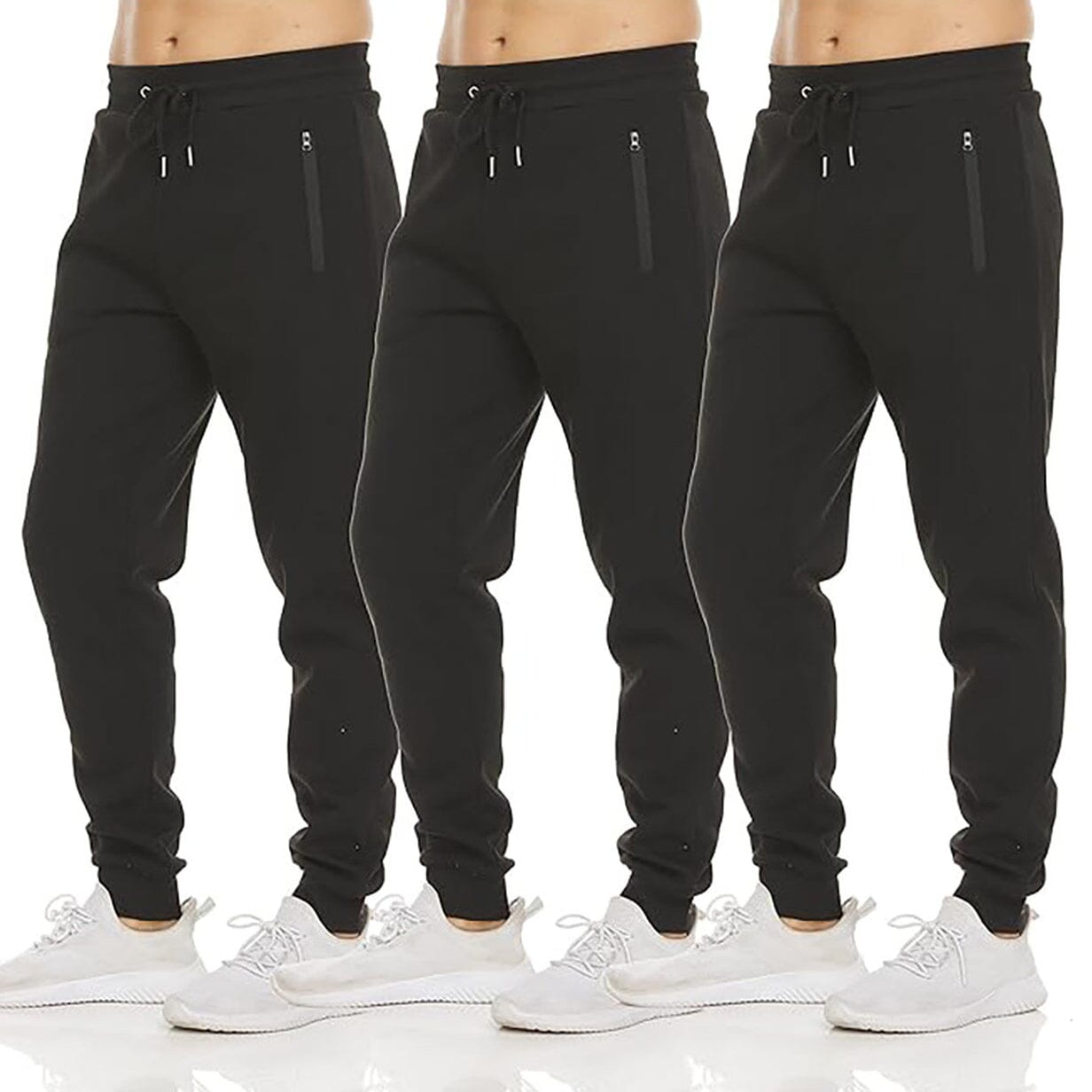 3-Pack: Men's Fleece Active Jogger Pants with Zipper Pockets Outlet Low Pice Fee Shipping