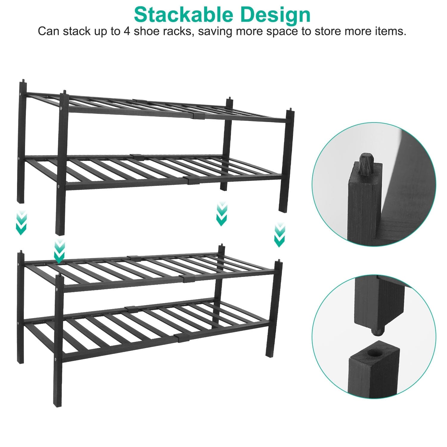 Bamboo Shoe Rack 2-Tier Stackable Shoe Shelf Clearance Sast