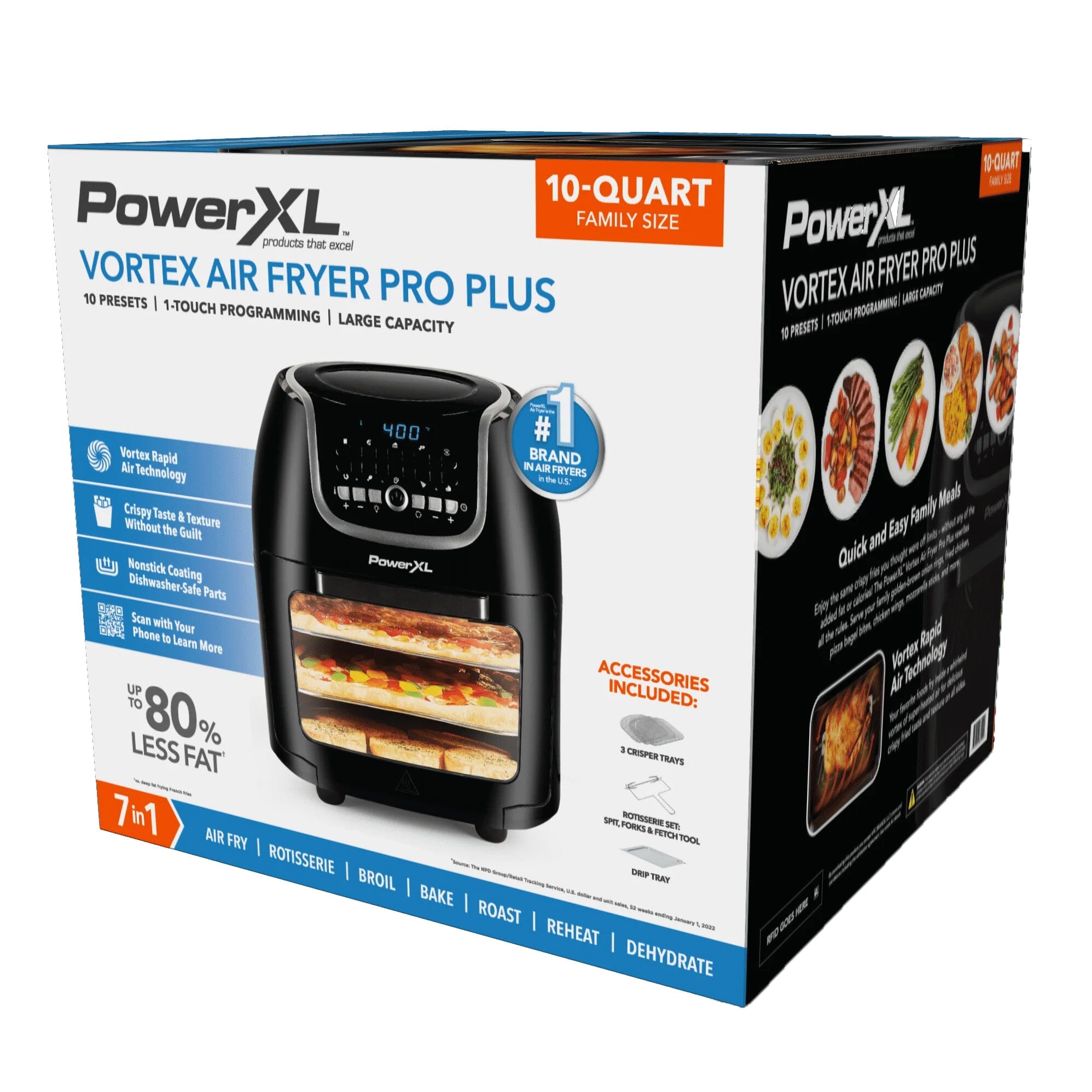 PowerXL Vortex Air Fryer Pro Plus 10 Quart Capacity 1700 Watts - Black Discount With Mastercard