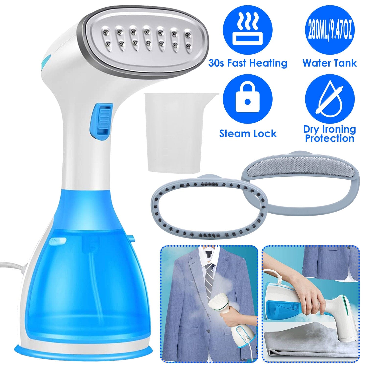 1500W Portable Handheld Clothes Steamer with 2 Brush Cheap Sale Collections