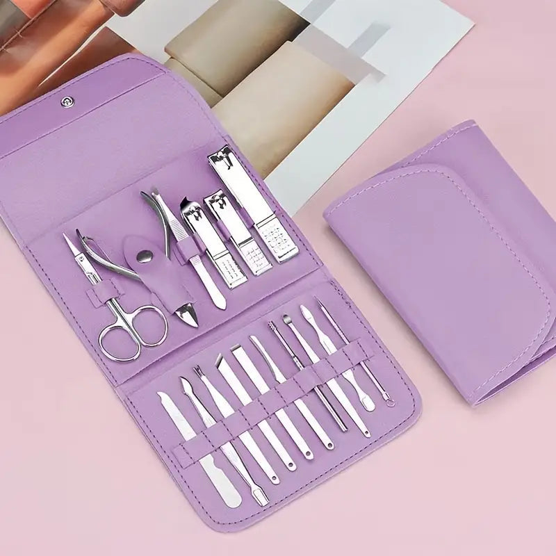 16-Pieces: Nail Clippers Manicure Tool Set with Portable Travel Case Free Shipping Official