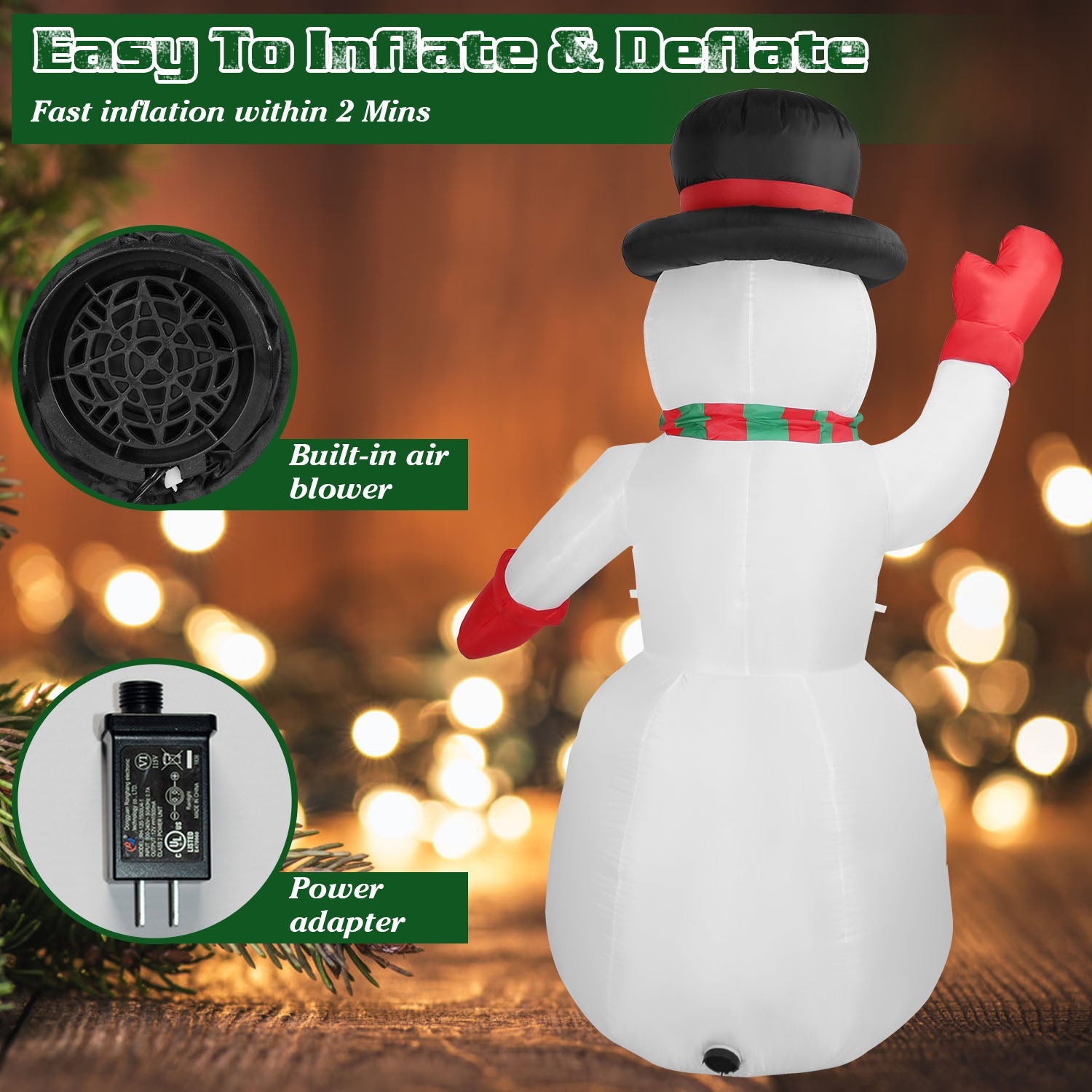 7.9ft Christmas Inflatable Giant Snowman Blow Up with LED Lights Hat Scarf Clearance Get Authentic