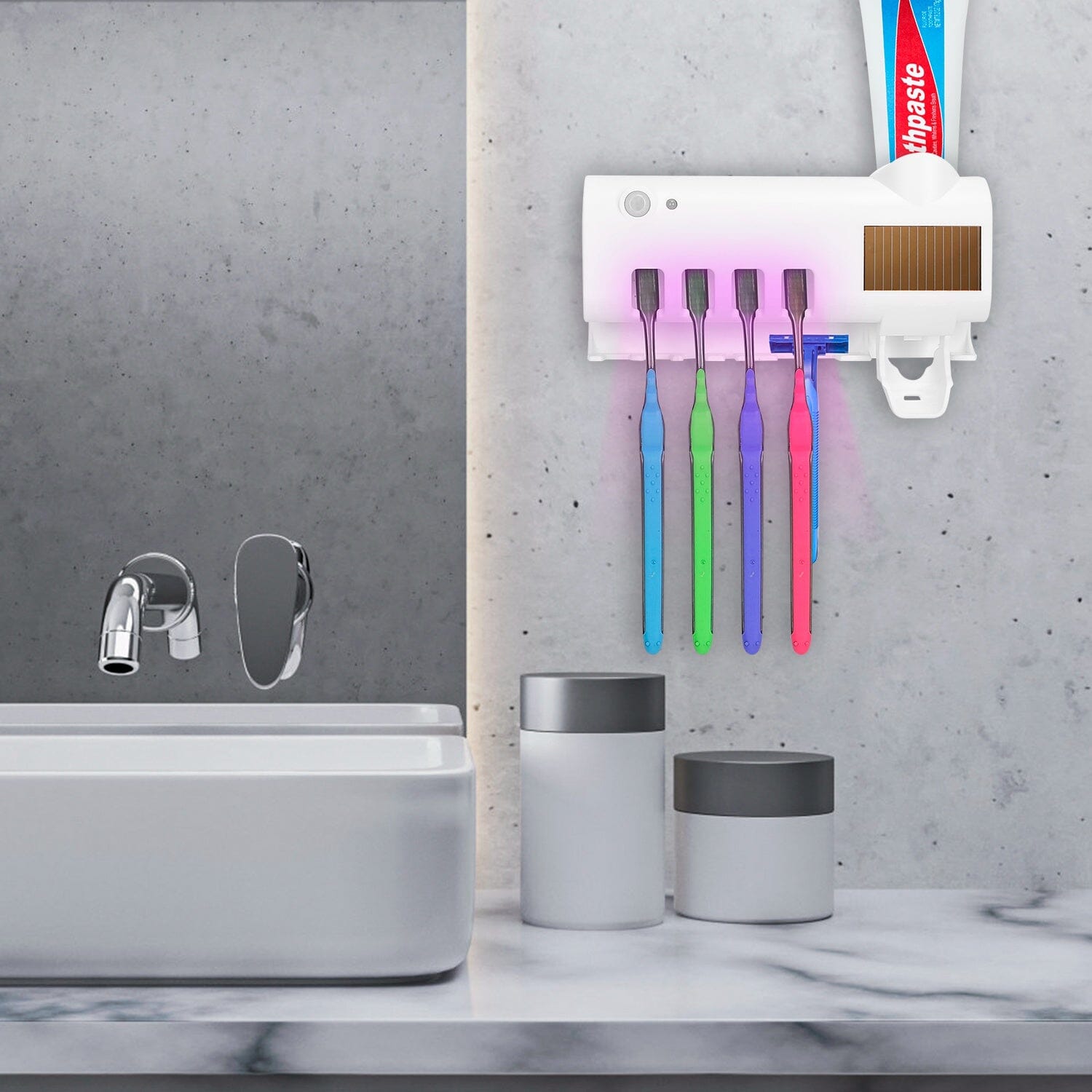 Wall Mounted Toothbrush Sanitizer Holder IR Induction UV Sanitization Rack Comfortable Online