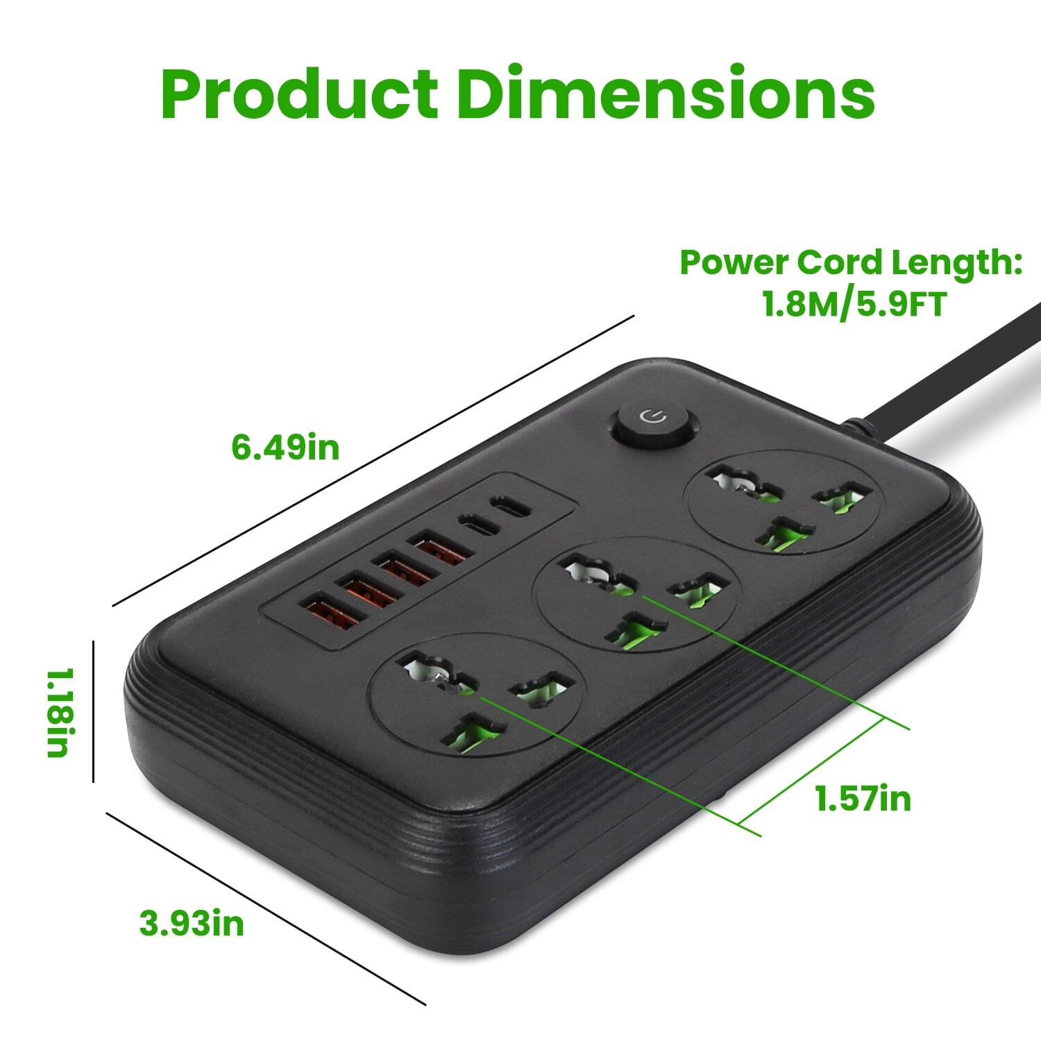 Power Strip with 5.9ft Extension Buy Cheap Clearance Store