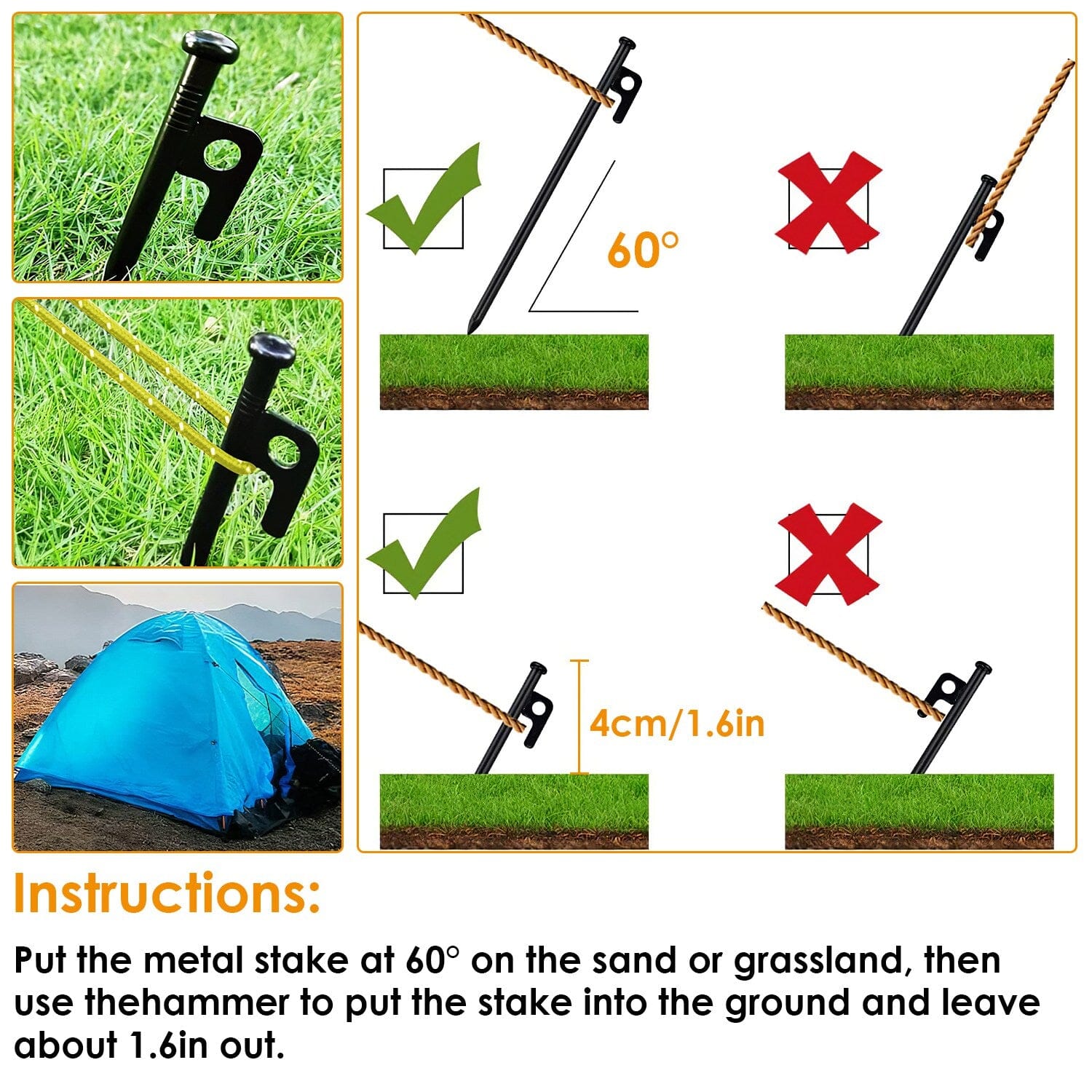 Tent Stakes Camping Hammer Set Shop Offer For Sale