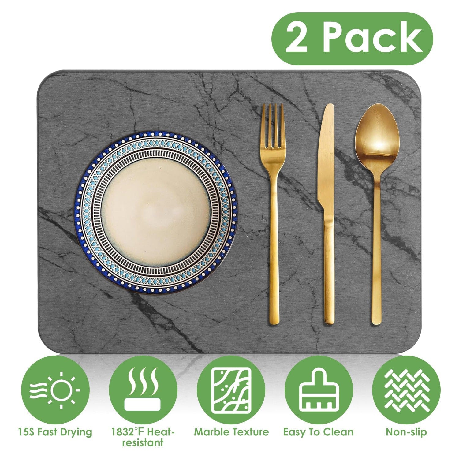 2-Pack: Stone Dish Drying Mat Silicone Diatomaceous Earth Mat 2025 New Cheap Pice