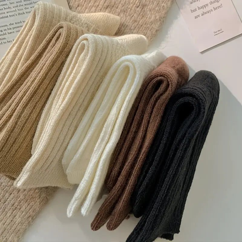 6-Pairs: Thick & Warm Cream Color Sock Free Shipping Fake