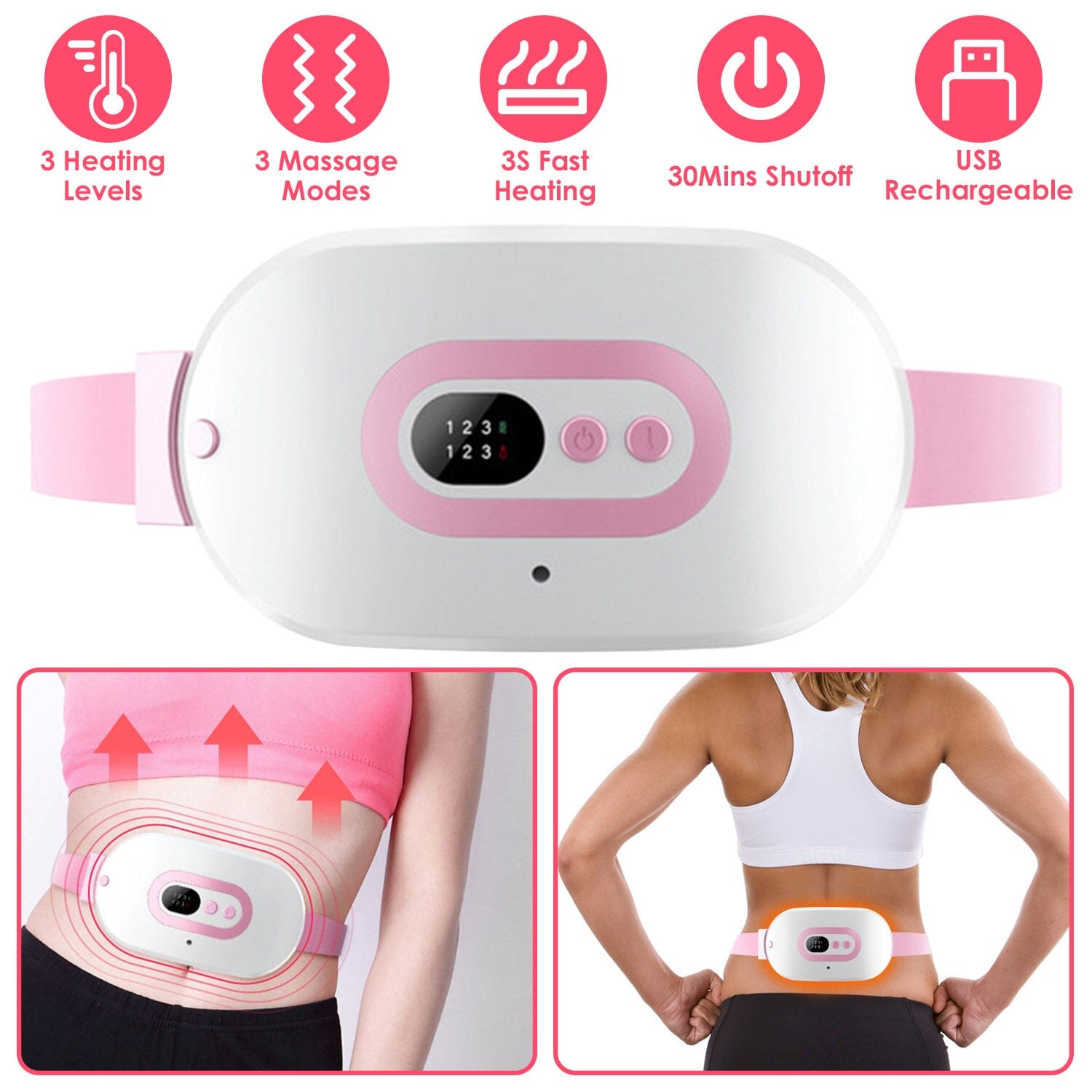 Portable Heating Pad For Cramps Fast Heating with 3 Heat Levels and 3 Massage Modes Cheap Sale Shop For