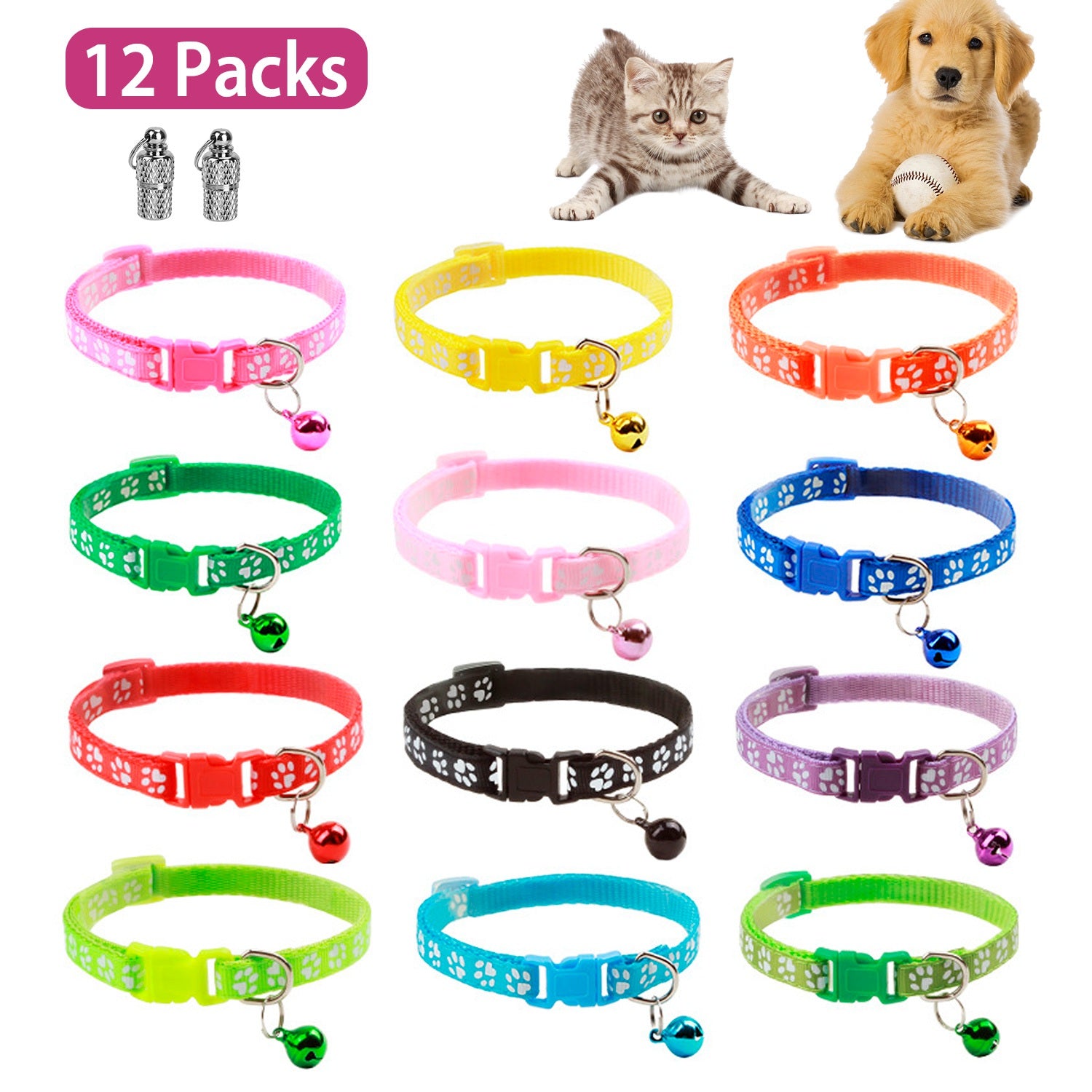 Ca2-Pack: Adjustable Kitten Collar with Bell Name Tag Outlet For Sale