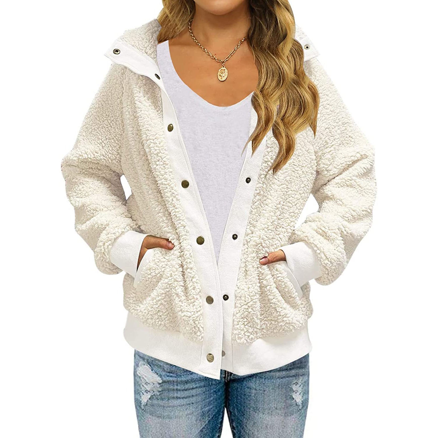 Womens Winter Sherpa Fleece Button Jacket Coat Cheap Sale Get Authentic