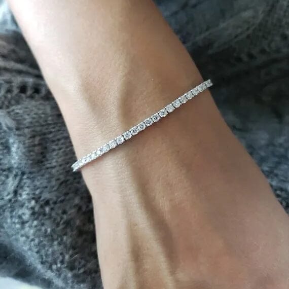 2 Ct TW Round-Cut Natural Diamond Tennis Bracelet 14K Gold 7 Women's Discount Collections