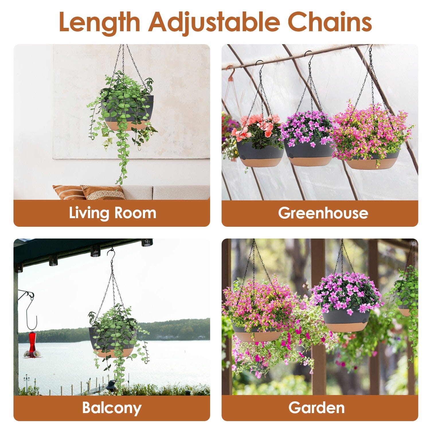 4-Piece: 9.64 Diameter Hanging Planter with Drainage Holes Free Shipping Cheap Pice