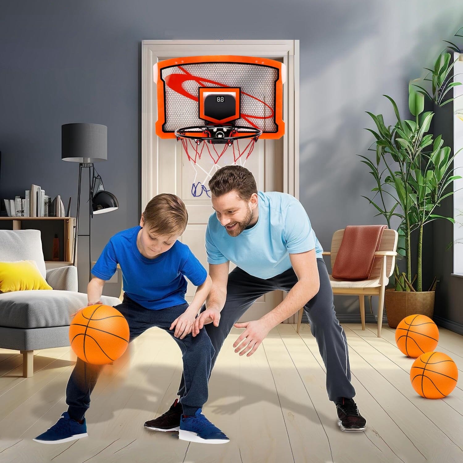 Indoor Mini Basketball Hoop Set with 4 Inflatable Balls Electric Audio Scorer For Cheap Online