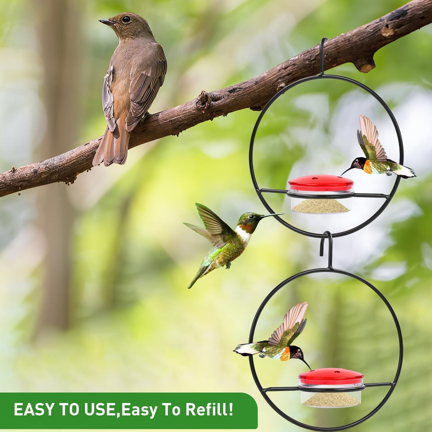 3-Pieces: Stackable Hanging Humming Bird Feeder with Metal Frame & Red Plastic Bowl Clearance Best Store To Get