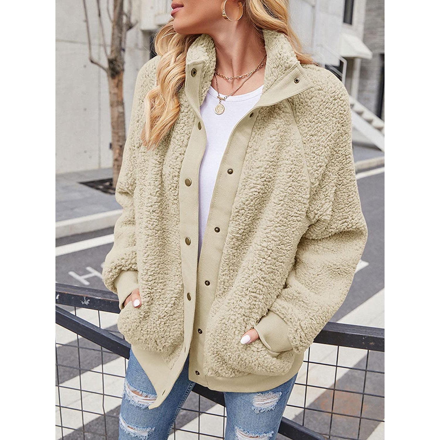 Womens Winter Sherpa Fleece Button Jacket Coat Cheap Sale Get Authentic