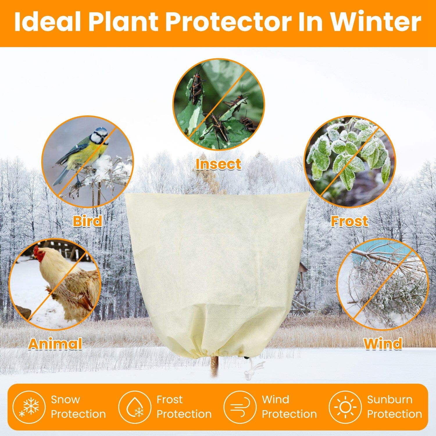 3-Pieces: Winter Plant Cover Bags with Drawstring With Credit Card Free Shipping