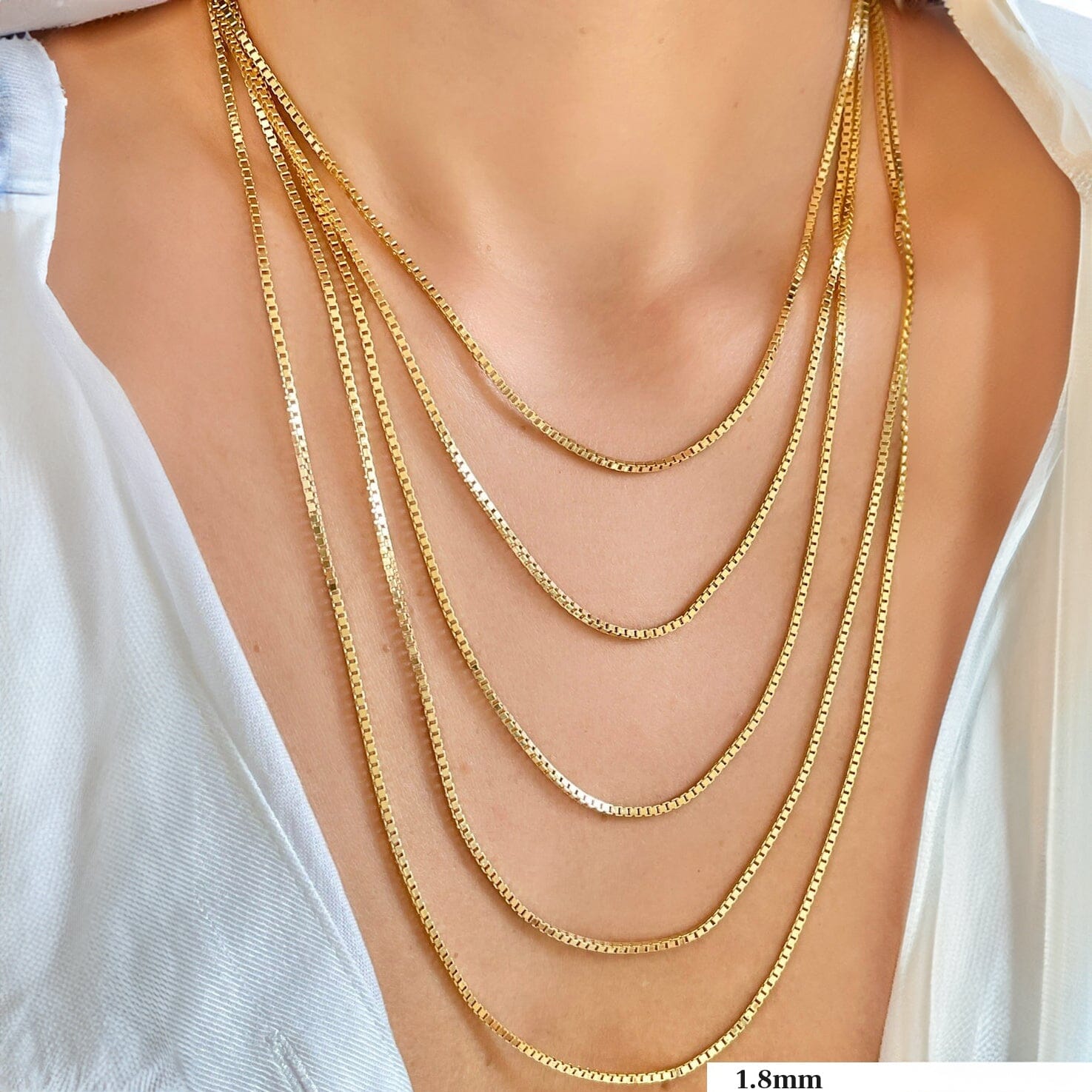 14K Gold Plated 925 Sterling Silver Box 1.8mm Chain Necklace Online Online High Quality