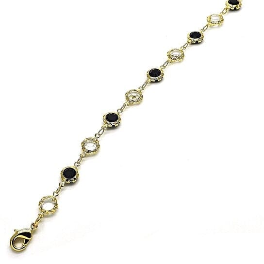 18K Gold Filled High Polish Finish Black and White Made With Crystal Round Ankle Bracelet Fashion Style Cheap Online