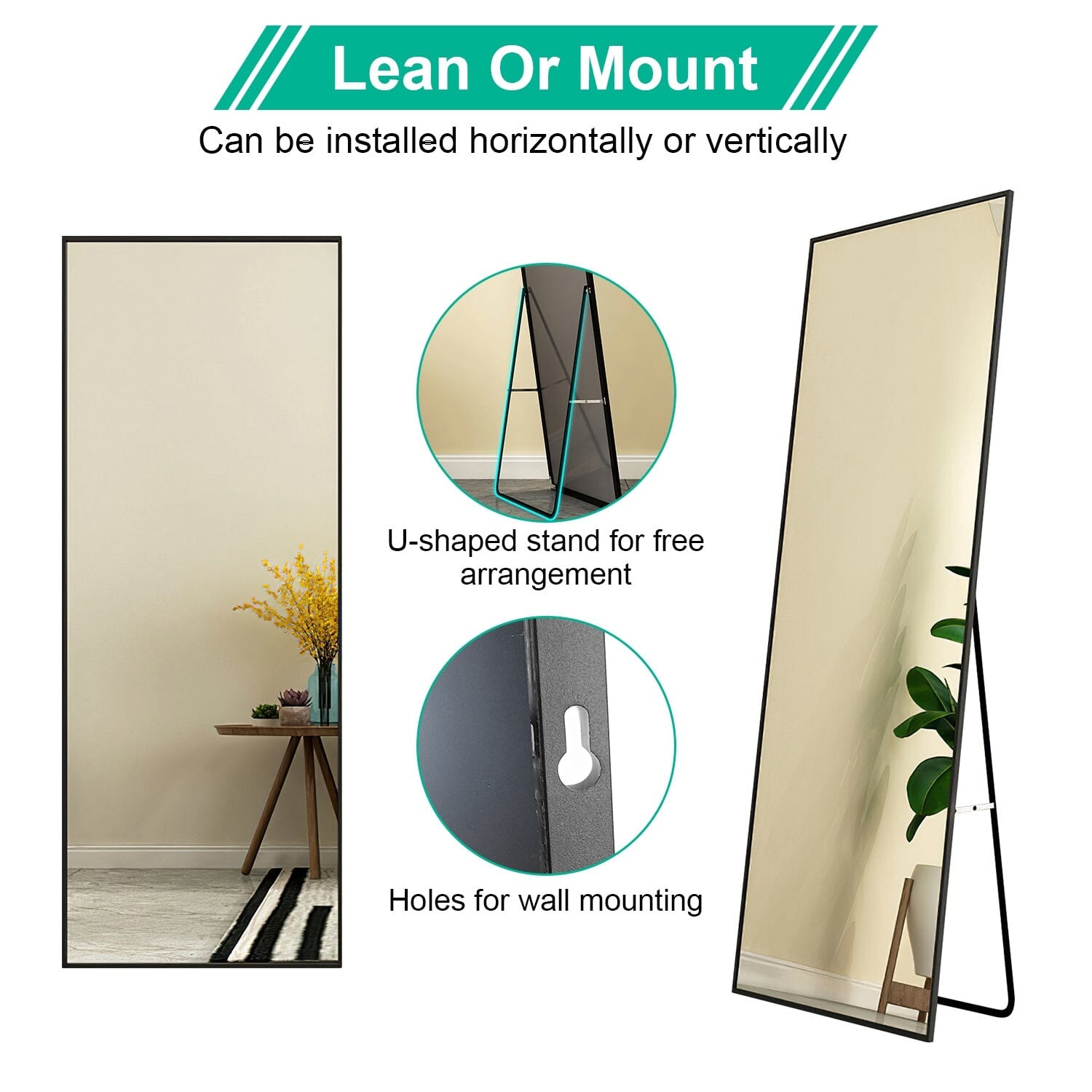 Full Length Mirror Aluminum Alloy Wall Mirror Free Standing Floor Fashionable Cheap Pice