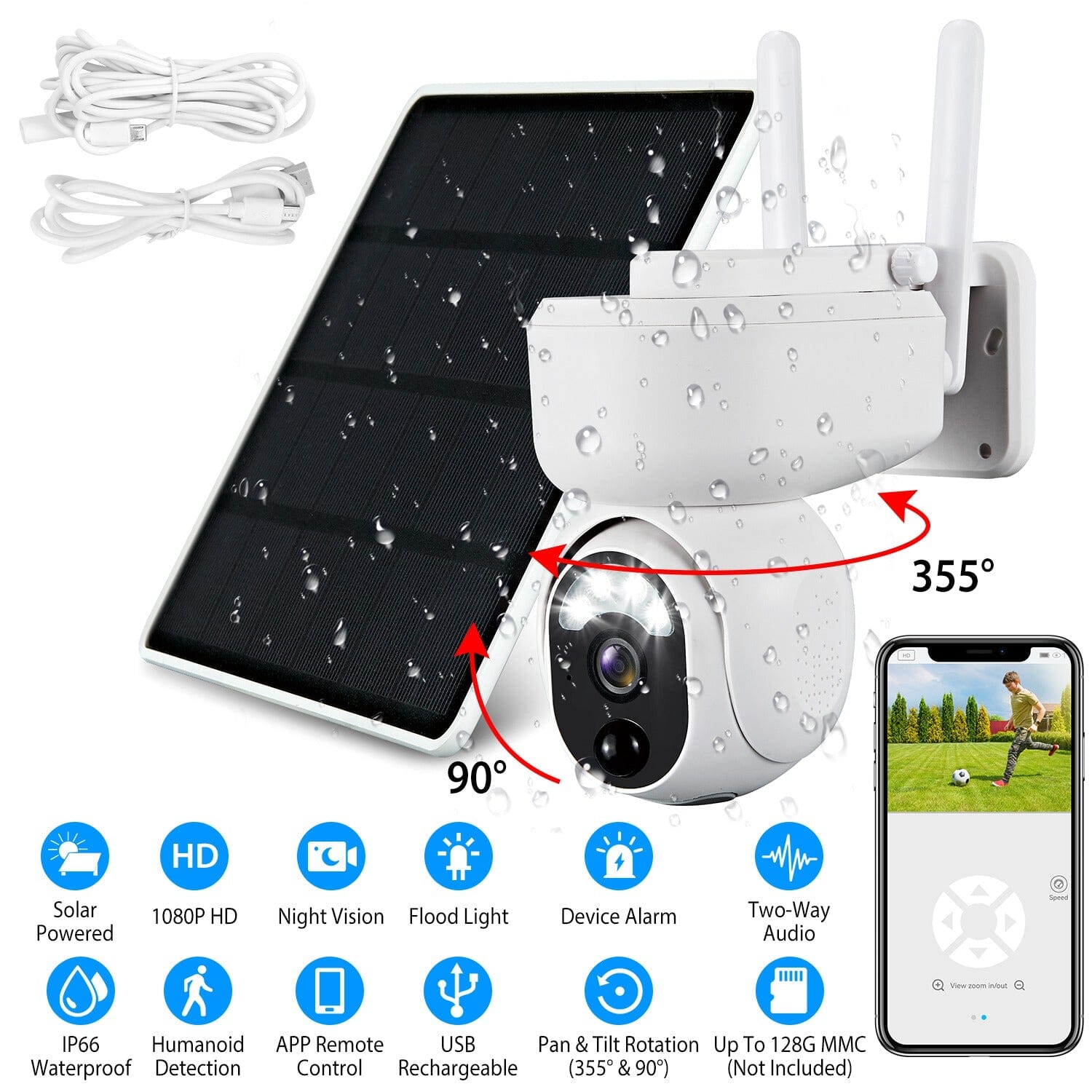 2.4G Wifi Solar Wireless 1080P Surveillance Camera with Flood Light Night Vision Sale Reliable