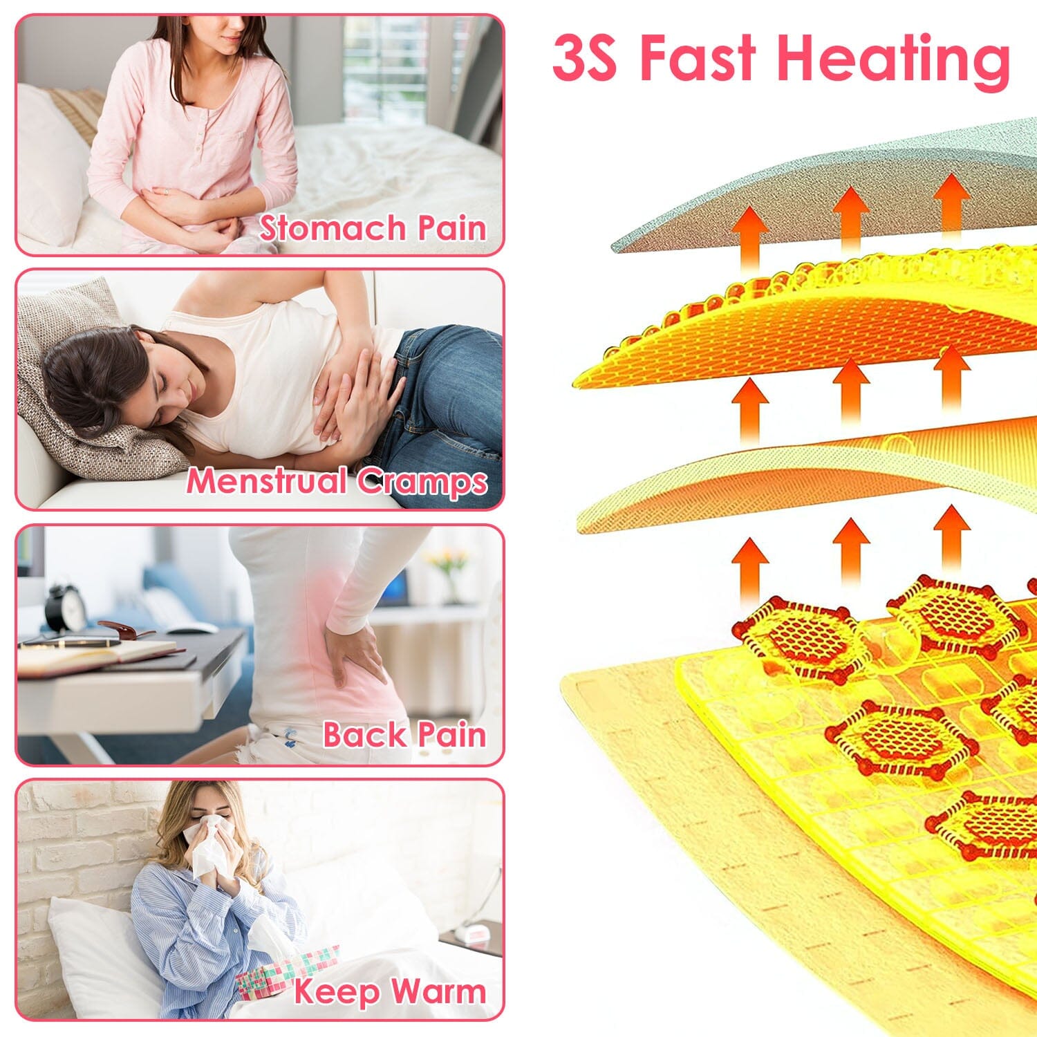 Portable Heating Pad For Cramps Fast Heating with 3 Heat Levels and 3 Massage Modes Cheap Sale Shop For