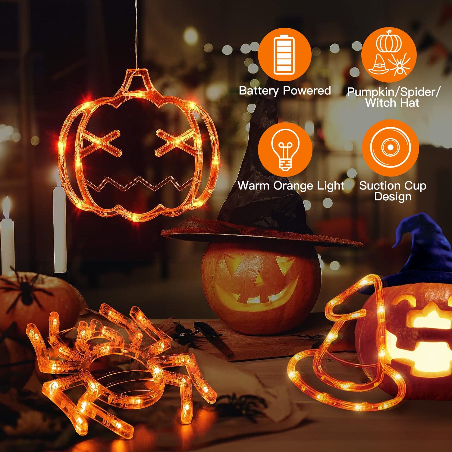 3-Pack: Halloween Window Light with Suction Cup Hanging Holes Clearance Manchester Great Sale