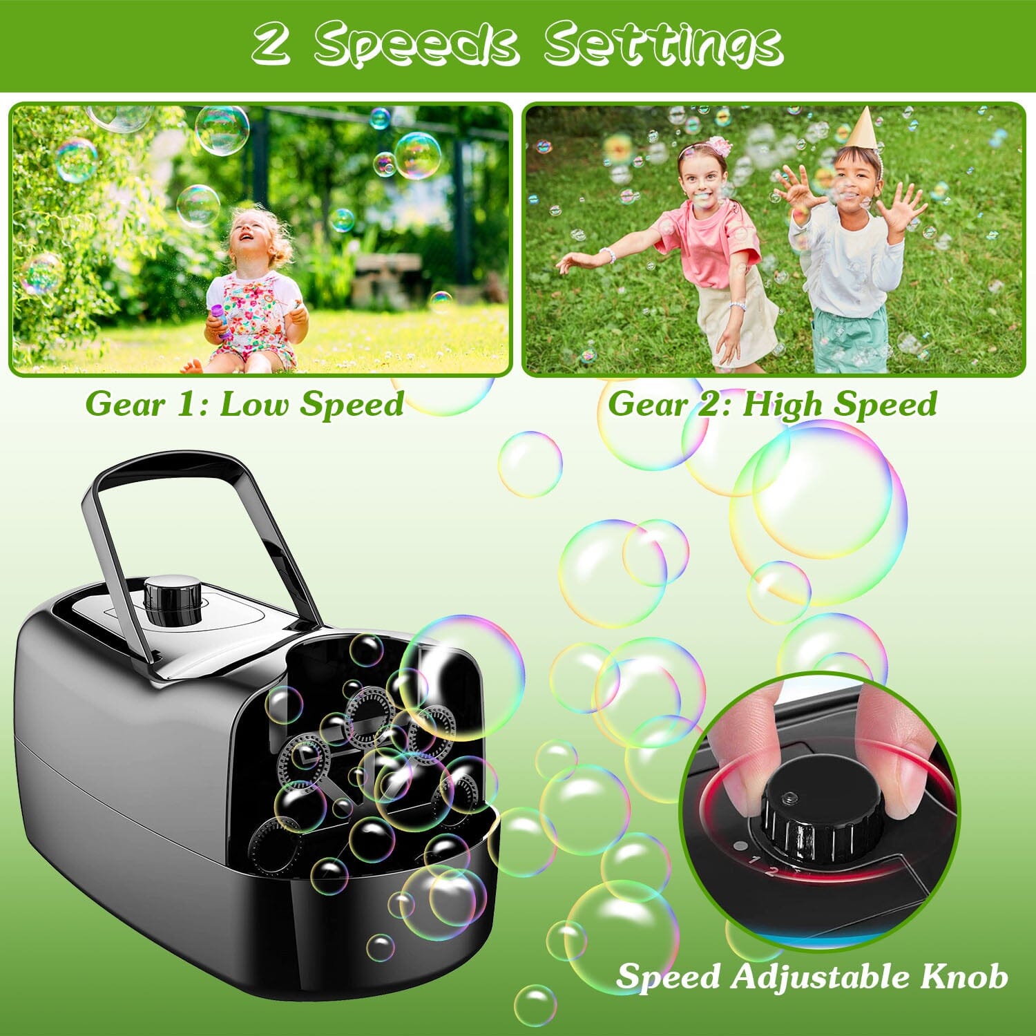 Portable Bubble Blowing Machine  with 2 Speeds Handle 3000-4000 Bubbles Per Minute Plug-In Battery Powered Cheap Pice Store