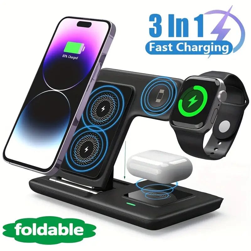 3-in-1 Wireless Charger Qi Fast 15W Charging Stand Pad Outlet Cheap Pice