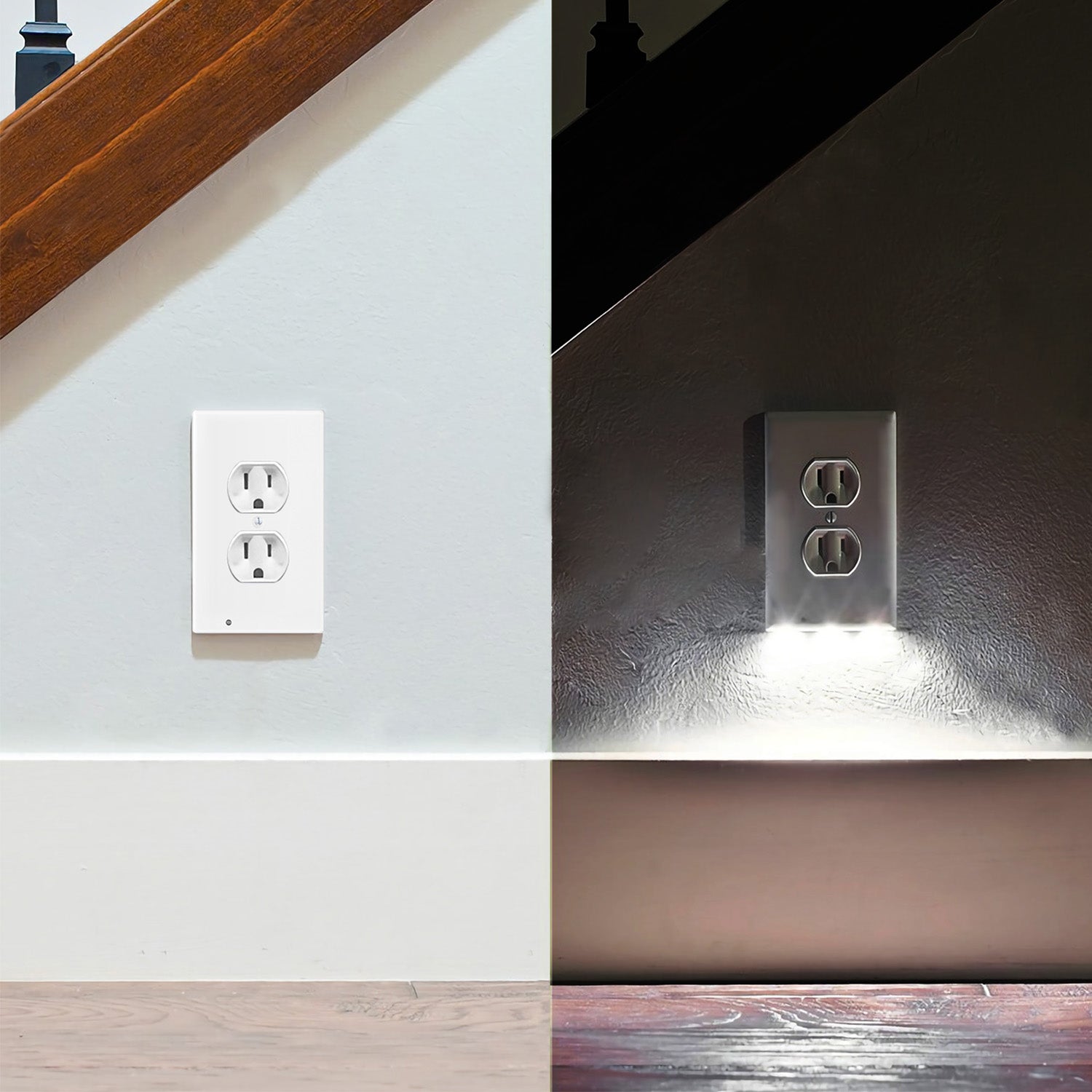 US Wall Outlet Cover Wall Plate with 3-LED Dusk To Down Sensor Night Lights For Sale Online