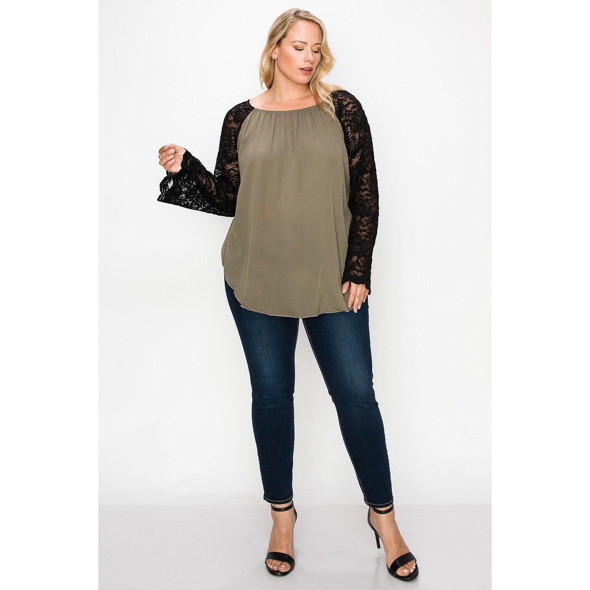 Solid Top Featuring Flattering Lace Bell Sleeves Factory Outlet