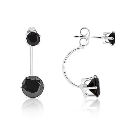 3 Carat Elegant Sterling Silver Black Round Elements Hanging Stud Earrings Get Authentic For Sale