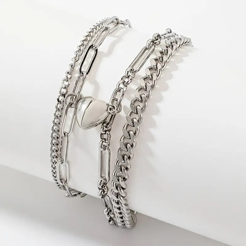 2-Piece: Lovers' Titanium Steel Love Magnet Bracelet Free Shipping Purchase