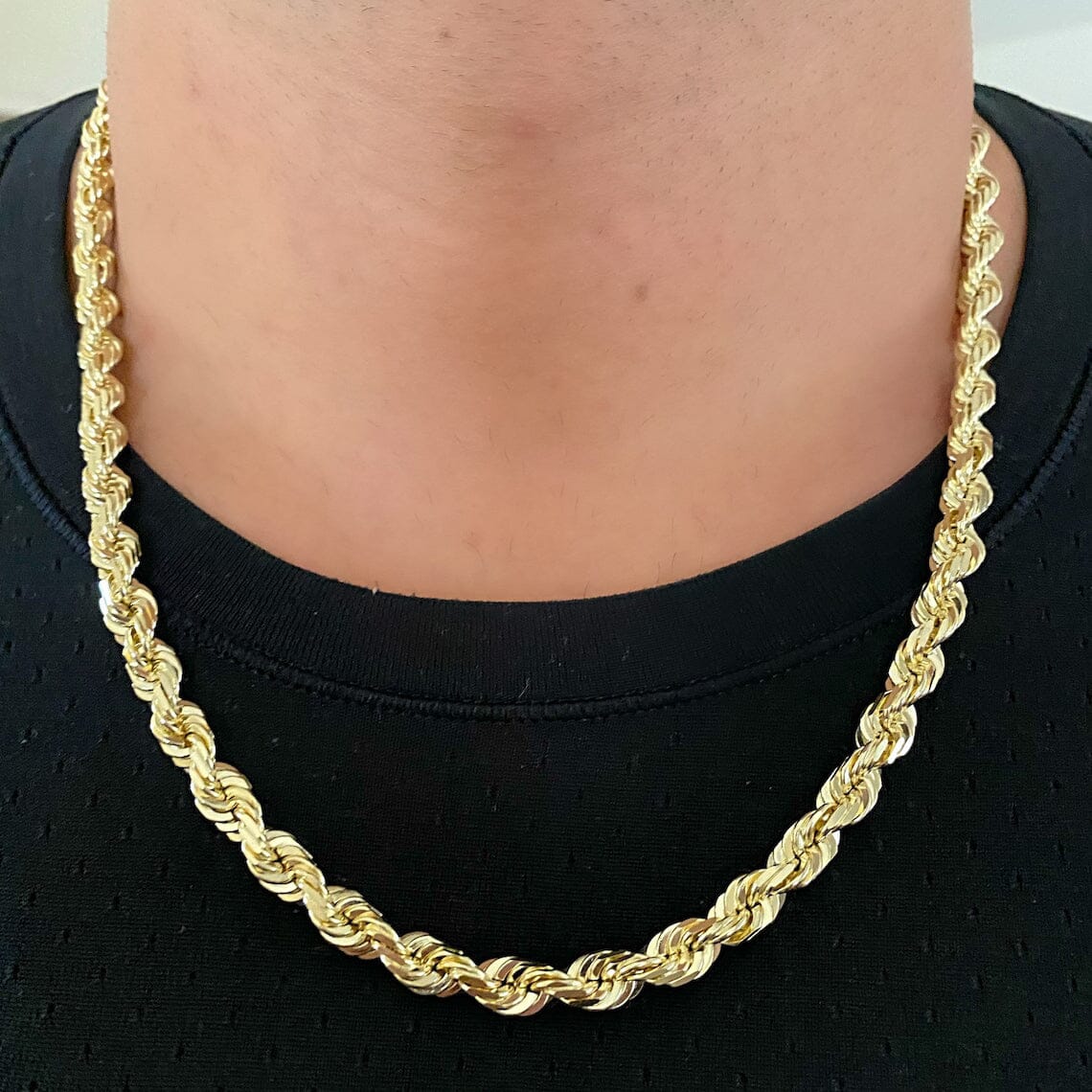 8mm Anti-tarnish Yellow Gold Rope Chain Free Shipping Good Selling