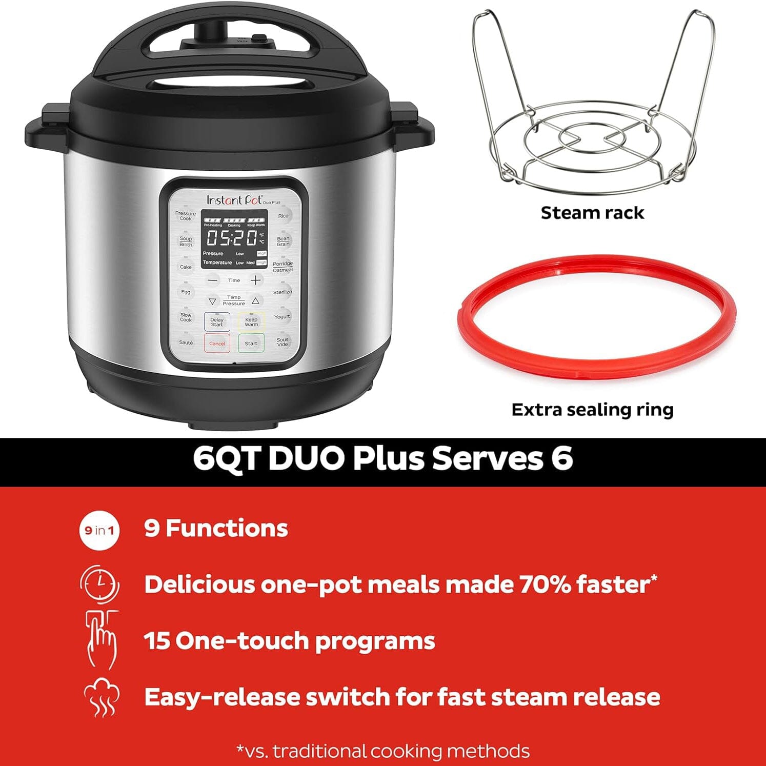 Instant Pot DUO Plus 6qt 9-in-1 Multi- Use Programmable Slow Cooker Pick A Best For Sale