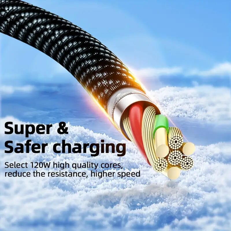 6.6 Ft. Super Fast Charging Cable 120W 6A USB to Type C Charge Cable with LCD Display Reliable