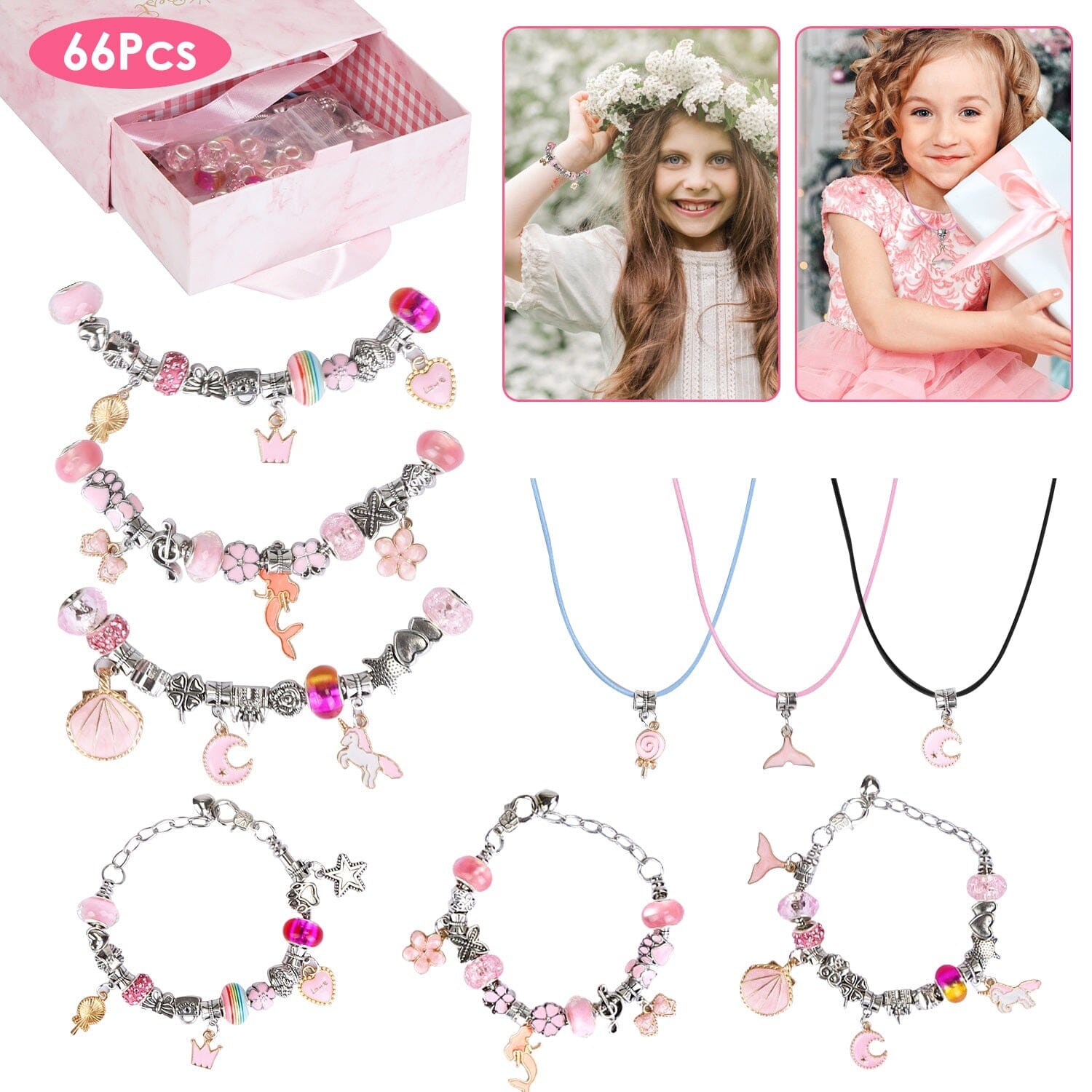 66-Pieces: Charm Bracelet Making Kit Cost For Sale