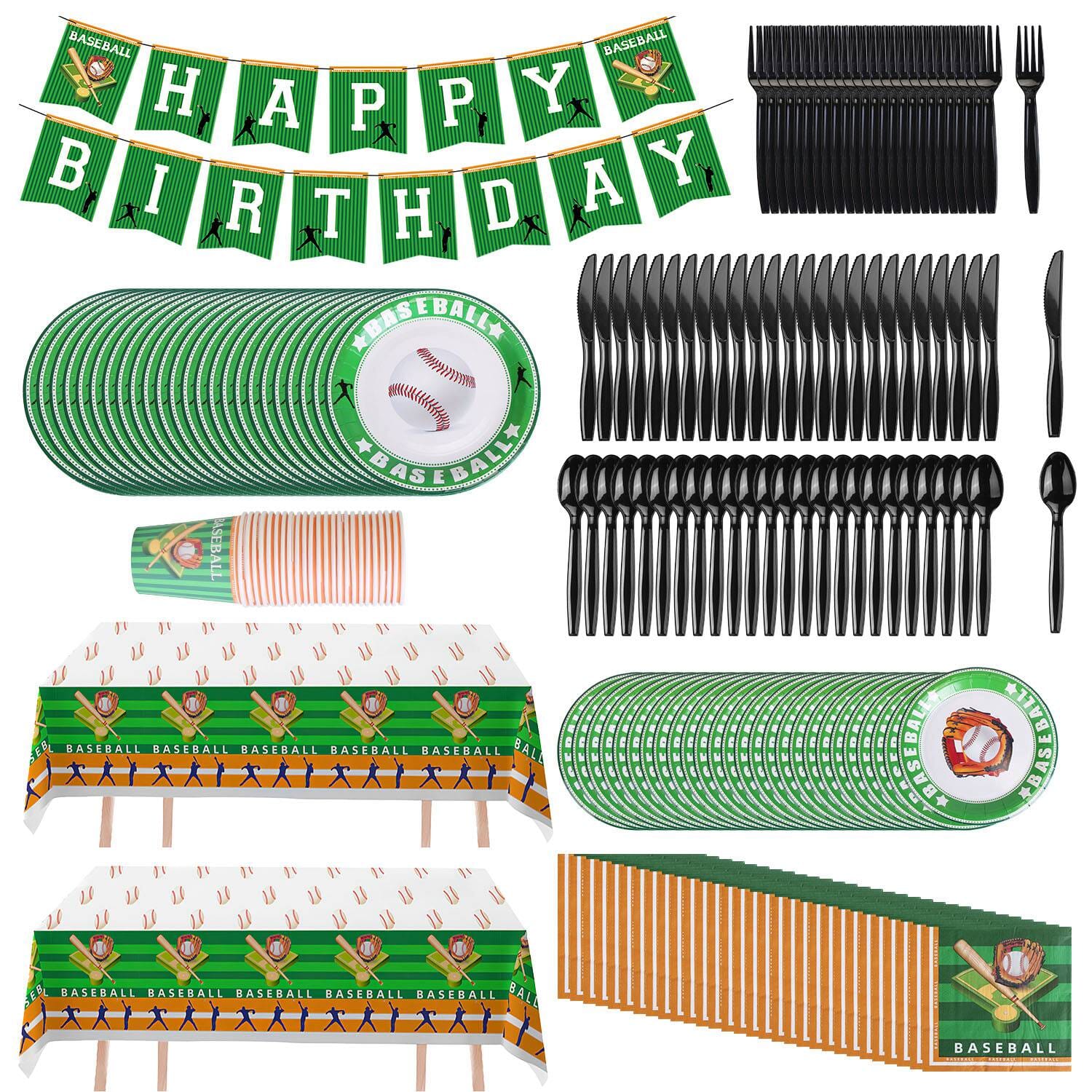 171-Pieces: Baseball Birthday Party Disposable Dinnerware Set Clearance Great Deals