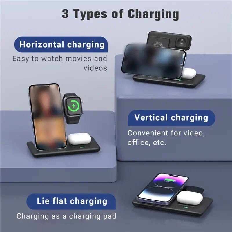 3-in-1 Wireless Charger Qi Fast 15W Charging Stand Pad Outlet Cheap Pice